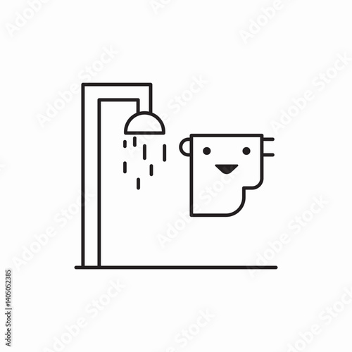 Shower bathroom cleaning routine icon vector sign
