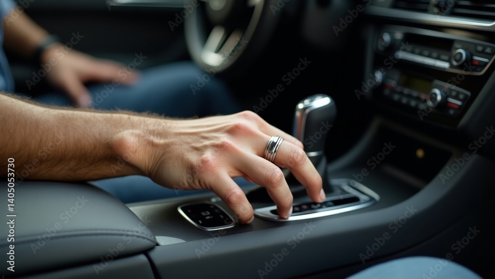 Driver Adjusting Car Gear Shift Driver Adjusting Car Gear Shift