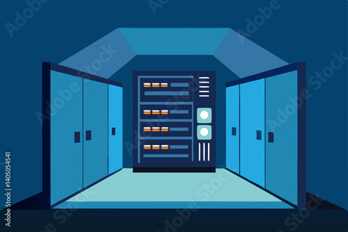 server room with blue servers