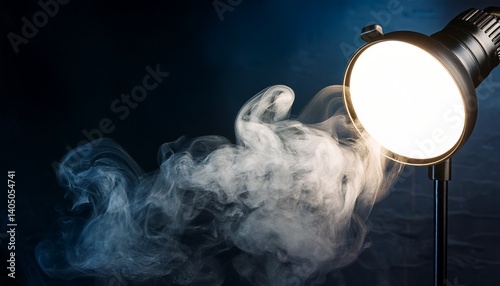 white smoke in the lamplight