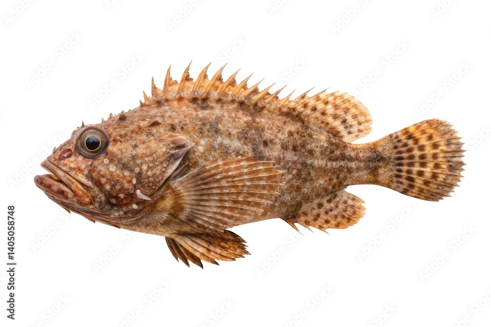 Naklejka premium Unique spiny fish swimming in clear water showcasing intricate patterns and colors for educational purposes and marine studies