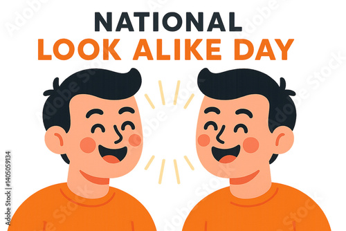 illustration for “National Look Alike Day” showing two identical faces with mirrored expressions, symbolizing fun and connections.