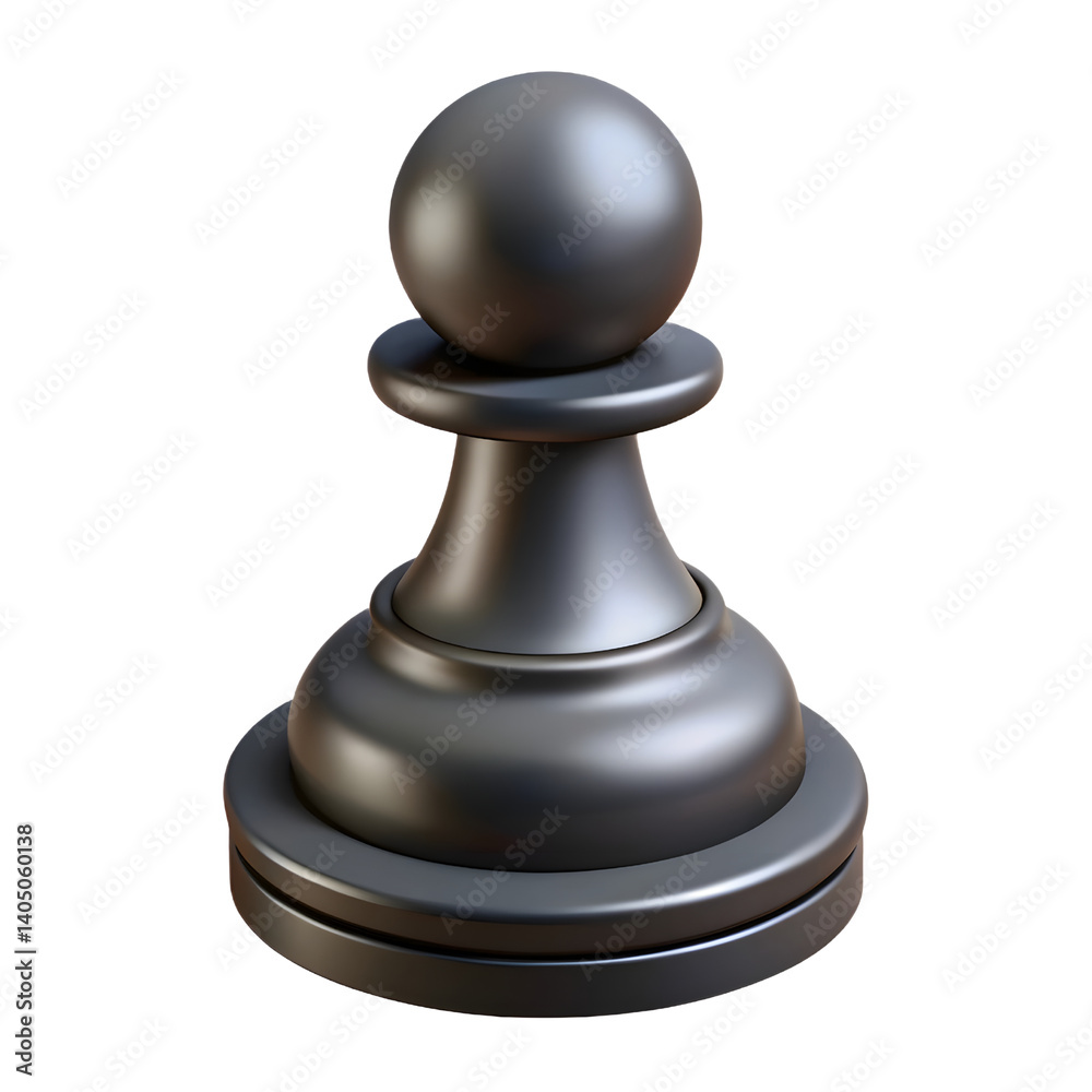 A lone black pawn stands ready, poised for its strategic move on the chessboard, rendered in sleek, dark tones. A lone black pawn stands ready, poised for its strategic move on the chessboard, rendered in sleek, dark tones.