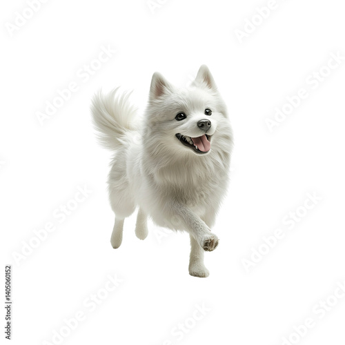 Wallpaper Mural Joyful White Pomeranian Dog Running Towards Camera Torontodigital.ca