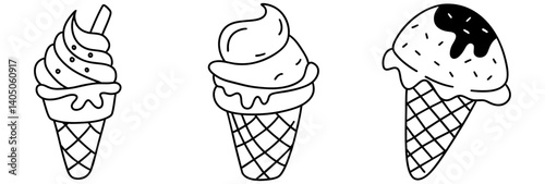 Delight in heart of summer with these charming ice cream cones featuring soft serve and sprinkle of joy