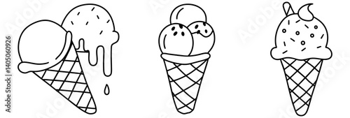Delight in heart of summer with these charming ice cream cones featuring scoops of joy and sweetness