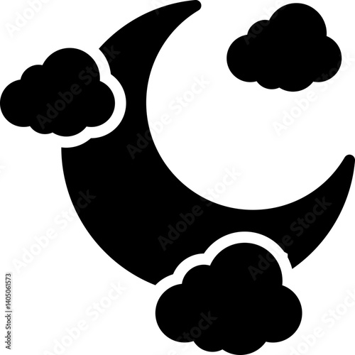 Night Cloud Vector Icon Stock Illustration