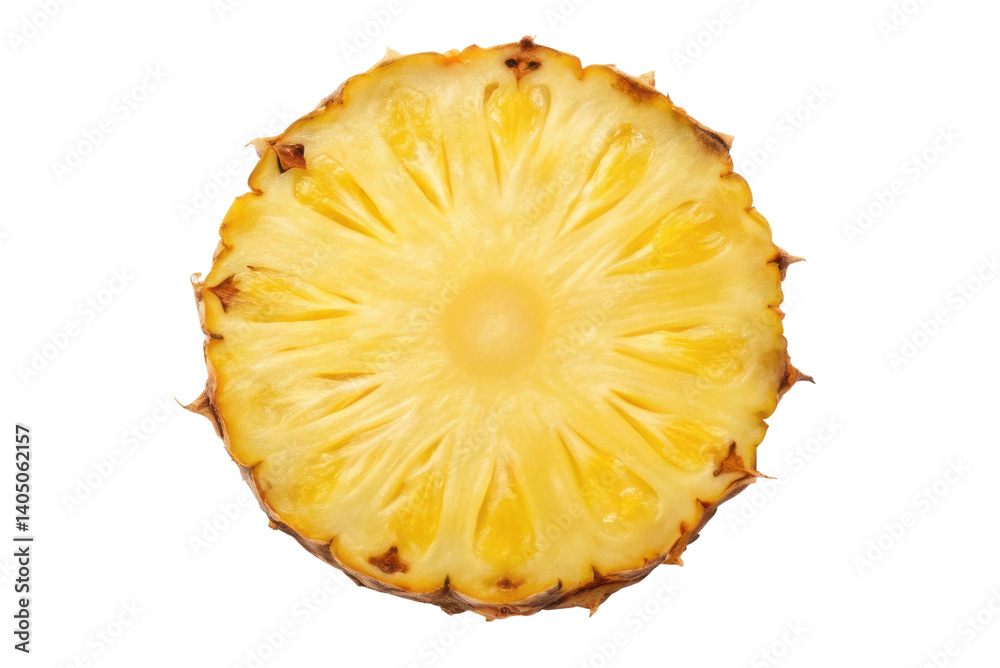 Freshly sliced pineapple revealing juicy yellow fruit and unique texture for culinary delights and healthy recipes Freshly sliced pineapple revealing juicy yellow fruit and unique texture for culinary delights and healthy recipes
