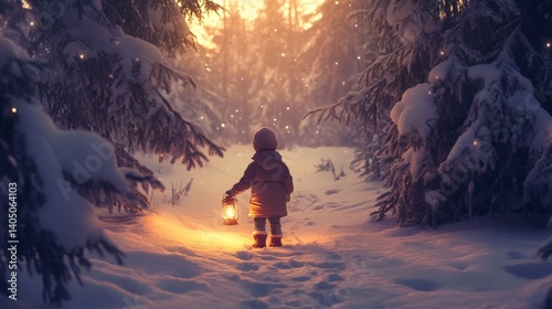 Winter's enchanting child, holding a warm light.