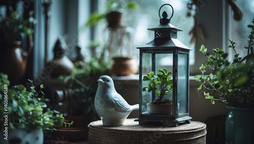 An indoor garden of modest size.