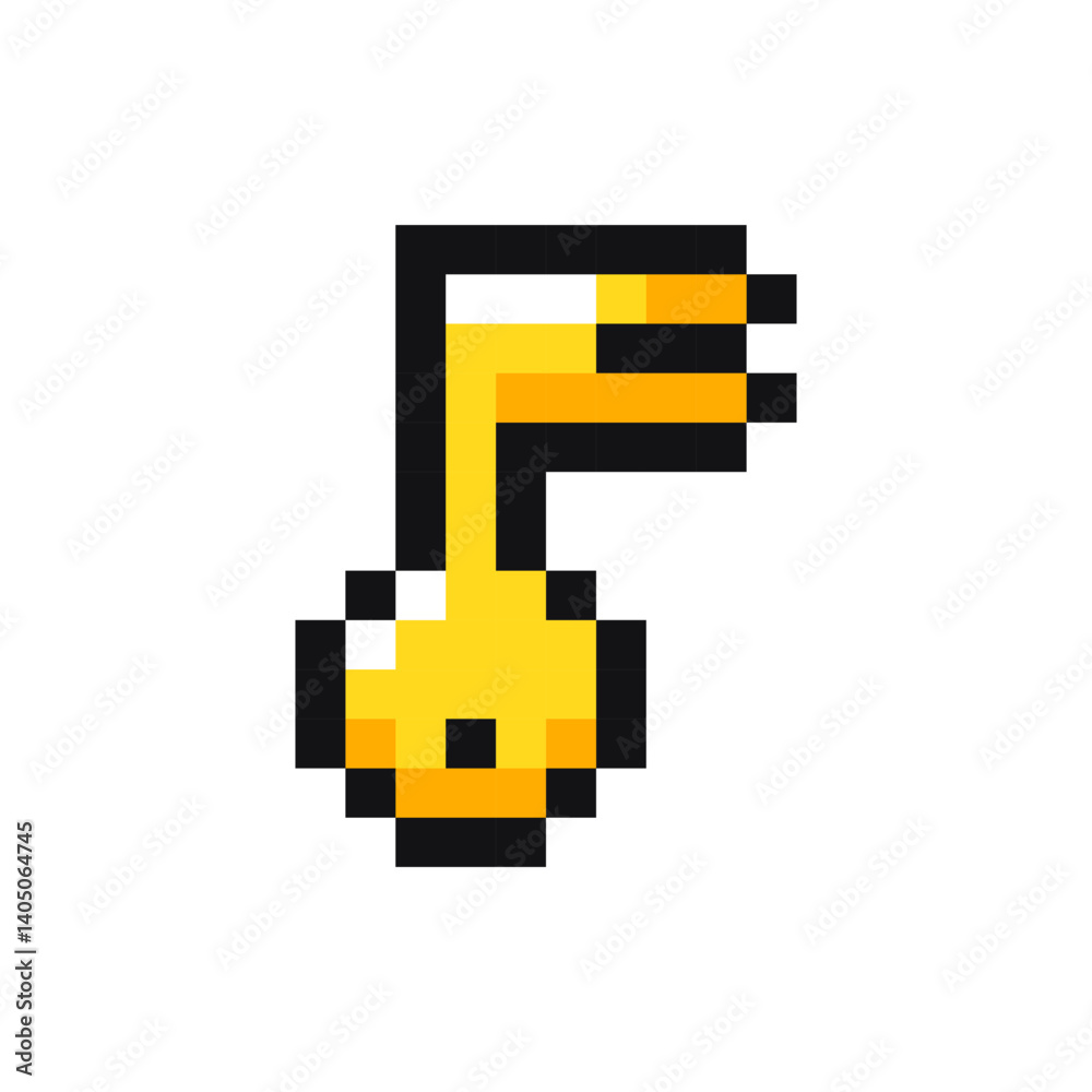 Fototapeta premium Key pixel gaming item, key 8 bit game resource, pixel art key icon, key game pixel element.