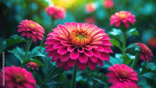 A pink zinnia flower set against a background