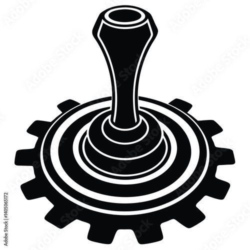 Black and White Gear Shift Illustration: Automotive Manual Transmission Design, Car Part Graphic, Vehicle Control Lever Image