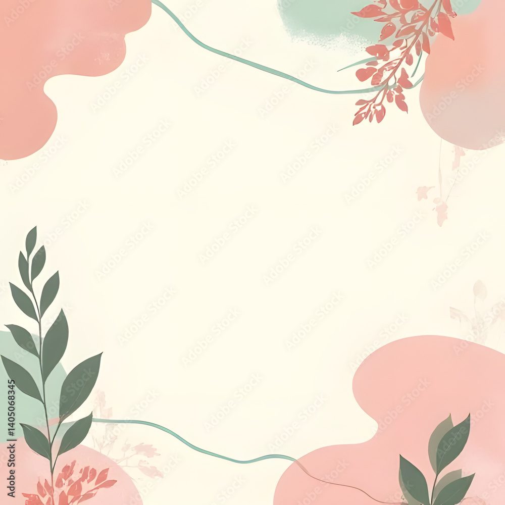 Fototapeta Soft Pastel Memphis Floral Abstract Background 4