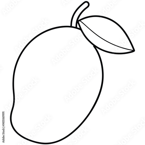Mango fruit outline for kids activity page or educational fruit chart