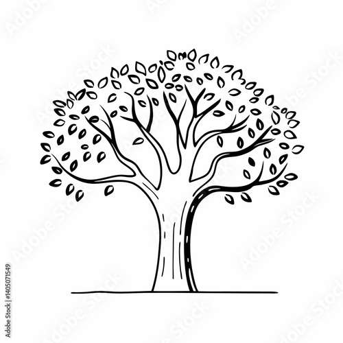 Silhouette of a Mighty Tree: Nature's Dark Beauty on White art eco icon logo black plant light image