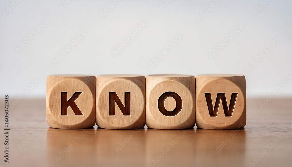 Wooden Letter Blocks Displaying the Word Know on a Wooden Surface. AI Generative Wooden Letter Blocks Displaying the Word Know on a Wooden Surface. AI Generative