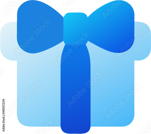 Elegant Blue Gift Ribbon Bow, Festive Decoration, Present Wrap loop knot tied icon party shiny curve