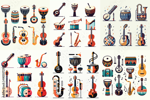 vector musical instruments from various cultures