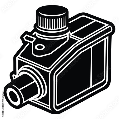Black and White Vector Illustration of a Vintage Camera: Retro Photography Equipment Graphic Design Element for Creative Projects