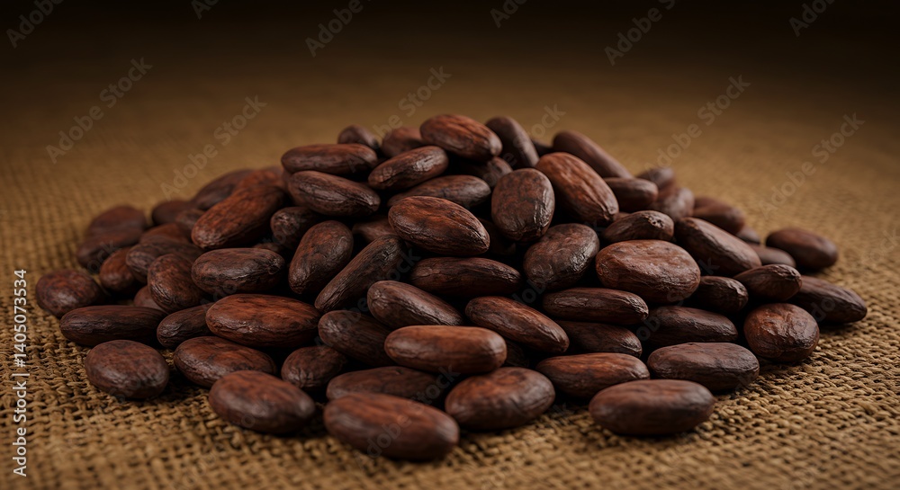 Naklejka premium Cocoa Beans on Cloth Bag