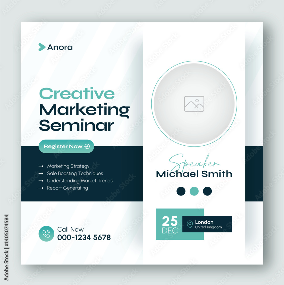 Online webinar or conference invitation social media post banner design template for corporate business agency	