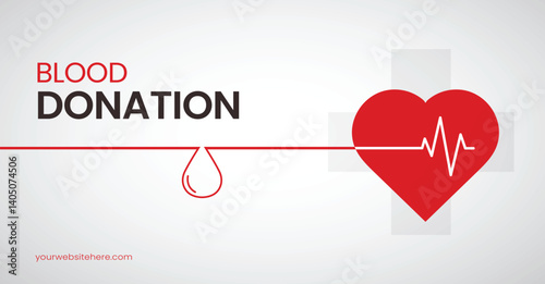 Lifesaving Blood Donation Campaign Poster: Impactful Red Heart with an Electrocardiogram Line Morphing into a Blood Drop, Set Against Commanding Typography, Urging United Health Support