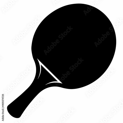 Ping pong paddle vector silhouette black on white background