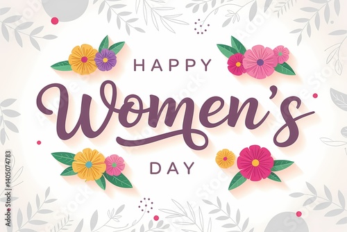 Happy Women's Day Card: A beautifully designed card with floral elements, celebrating women's day in style. 