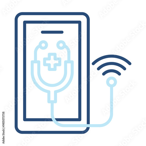 Telemedicine Icon Two Color Outline Style. Vector Illustration For Graphic Design