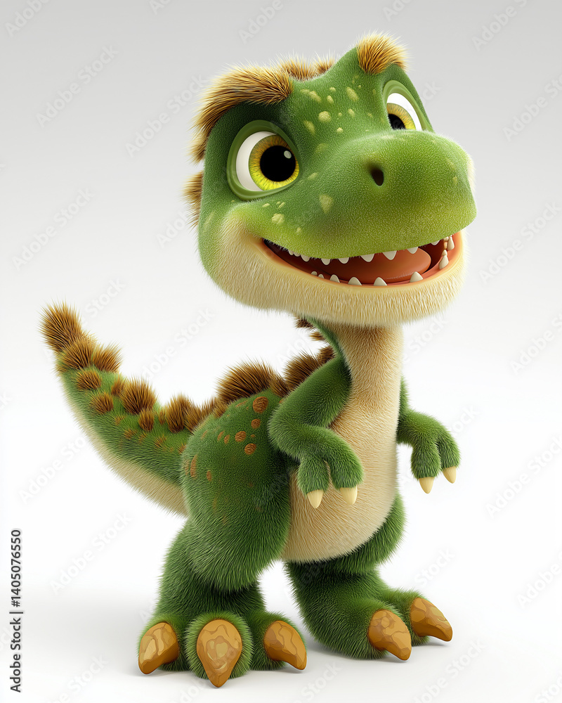 Fototapeta premium Cute and Friendly Cartoon Dinosaur