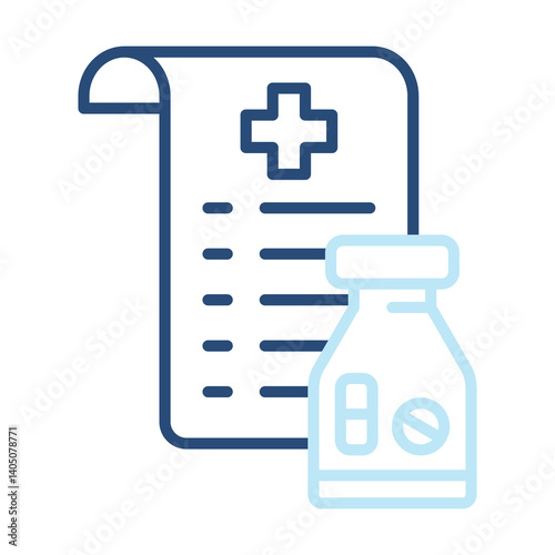 Medical Prescription Icon Two Color Outline Style. Vector Illustration For Graphic Design