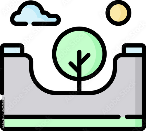 skate park Illustration on a white background     