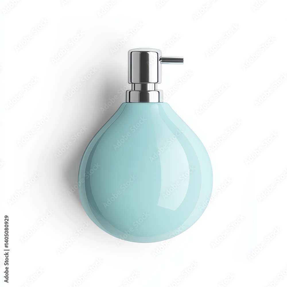 Fototapeta premium Elegant Teal Ceramic Soap Dispenser Pump Bottle Bathroom Accessory