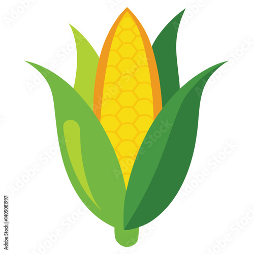 Yellow corn vegetable icon in flat design for food themes