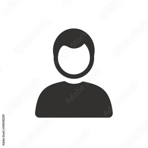 Simple black silhouette icon of a generic user or profile. Represents user account, profile picture placeholder, and personal identification.