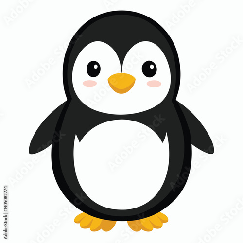 Cute penguin cartoon character in vector on white background