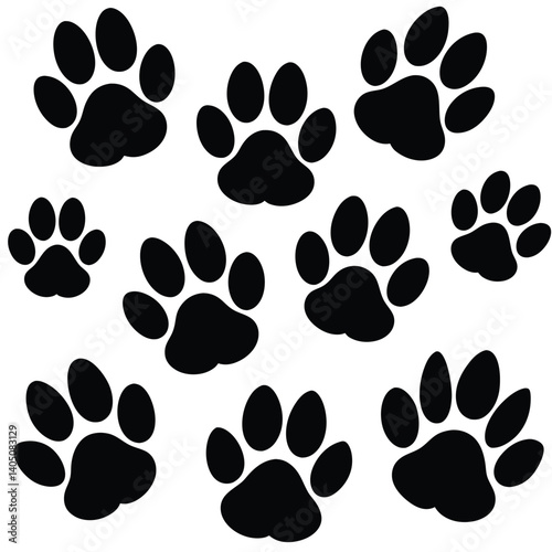 Set of paw prints vector icons for pet care and animal tracks