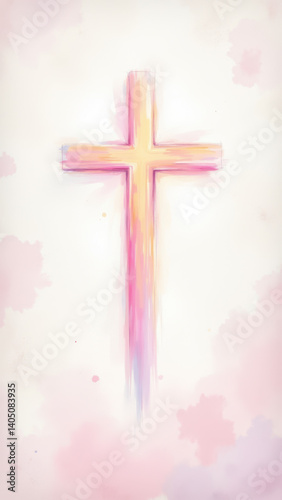 Cross-shaped artwork with a Christian theme.