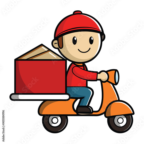 Fast delivery vector art with courier rider for restaurant services
