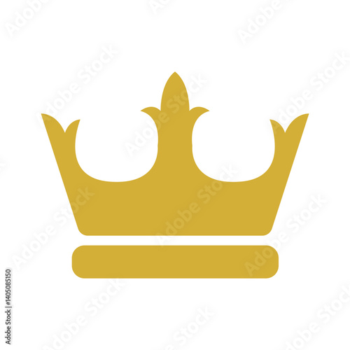 A golden crown with a white background. The crown is the main focus of the image. The color of the crown is gold, and it is the most prominent element in the image