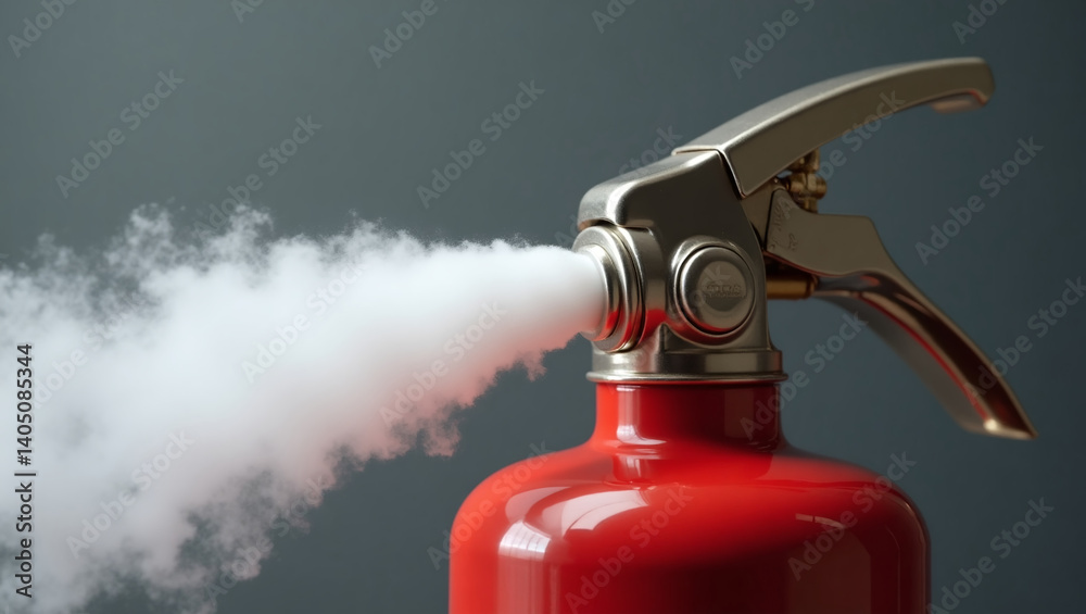 Fire extinguisher. Close-up of a fire extinguisher. Doom from a fire extinguisher.
Fire extinguisher. Close-up of a fire extinguisher. Doom from a fire extinguisher.