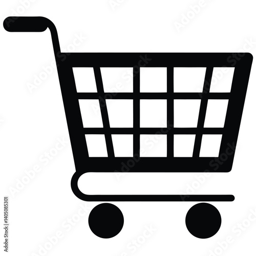 Ecommerce shopping cart front view silhouette in vector format