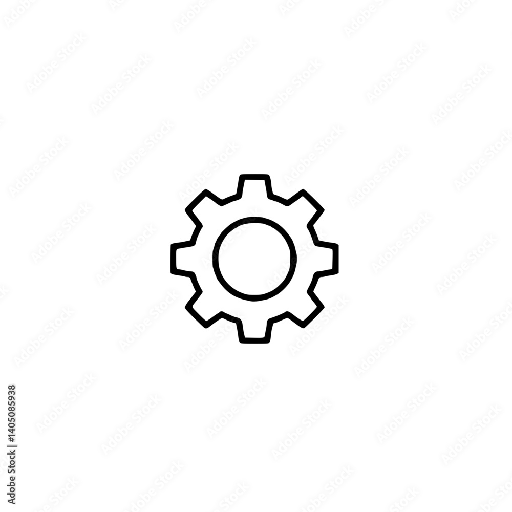 Simple outline icon of a gear representing machinery and engineering Simple outline icon of a gear representing machinery and engineering