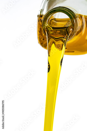 Organic olive oil on white background	