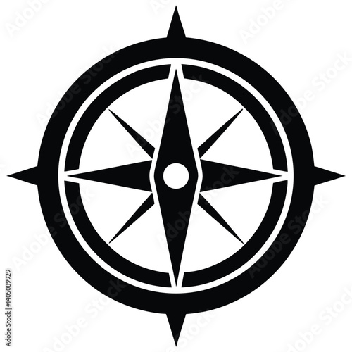 Linocut Compass Illustration for Navigation Design