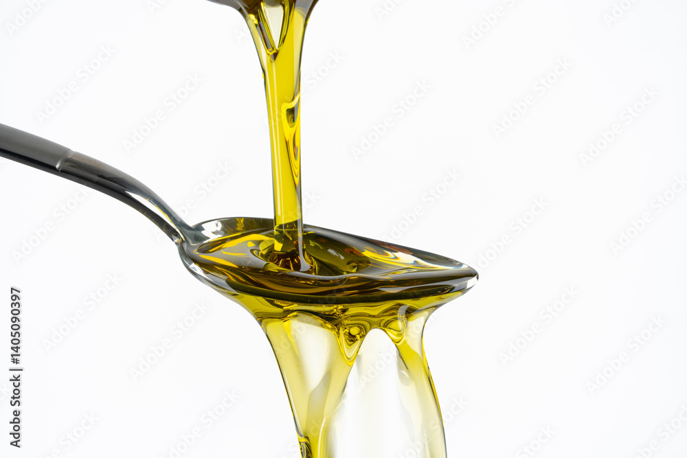 Organic olive oil on white background