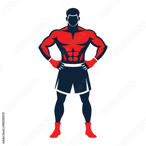 realistic silhouette of a boxer resting with hands on hips vector illustration