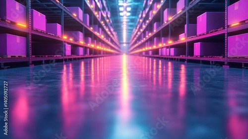 Neon Warehouse: A Futuristic Storage Facility