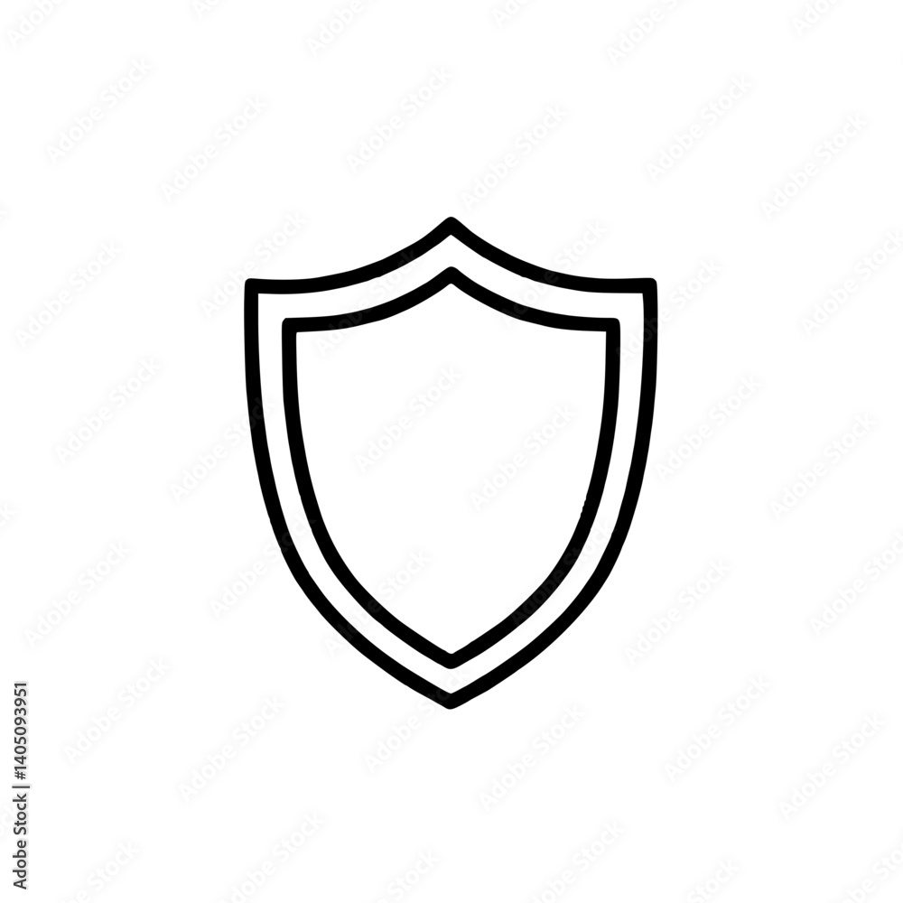 A minimalistic shield icon representing protection and safety is a security concept A minimalistic shield icon representing protection and safety is a security concept